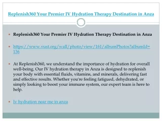 Replenish360 Your Premier IV Hydration Therapy Destination in Anza