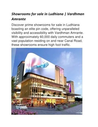 Showrooms for sale in Ludhiana | Vardhman Amrante