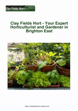 Clay Fields Hort - Your Expert Horticulturist and Gardener in Brighton East