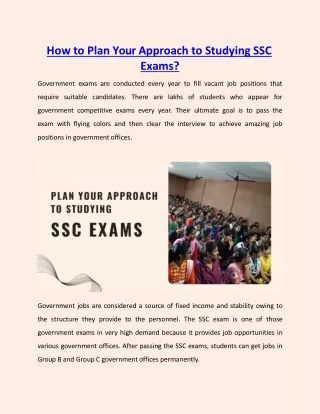 How to Plan Your Approach to Studying SSC Exams?
