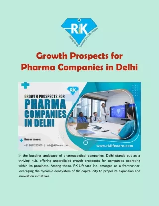 Growth Prospects for Pharma Companies in Delhi