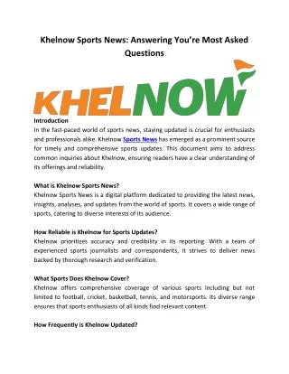 Khelnow Sports News: Answering You’re Most Asked Questions