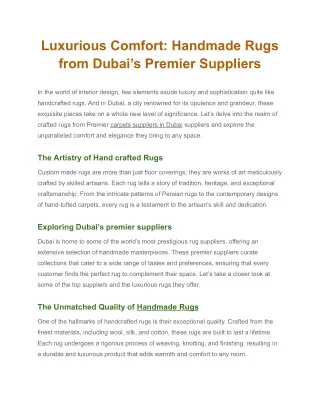 Luxurious Comfort_ Handmade Rugs from Dubai’s Premier Suppliers