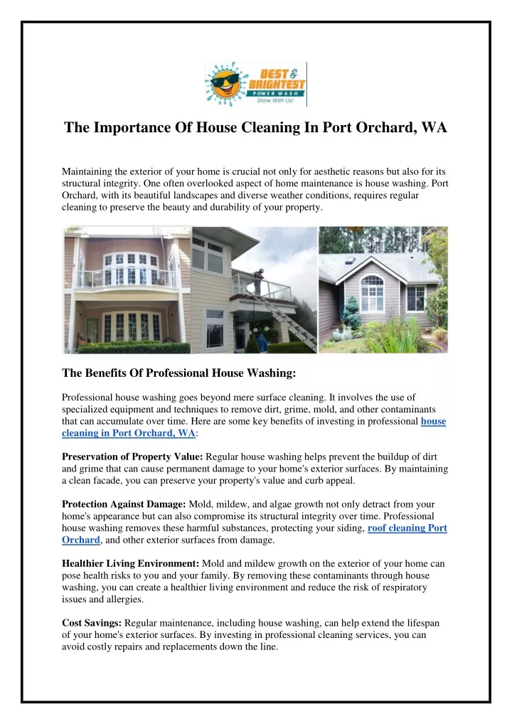 the importance of house cleaning in port orchard