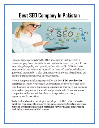 Best SEO Company In Pakistan