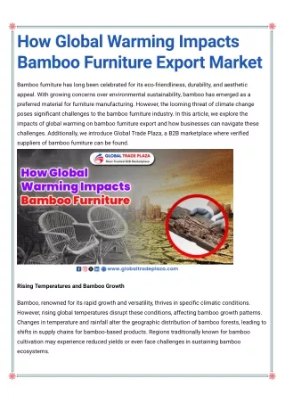 How Global Warming Impacts Bamboo Furniture Export Market