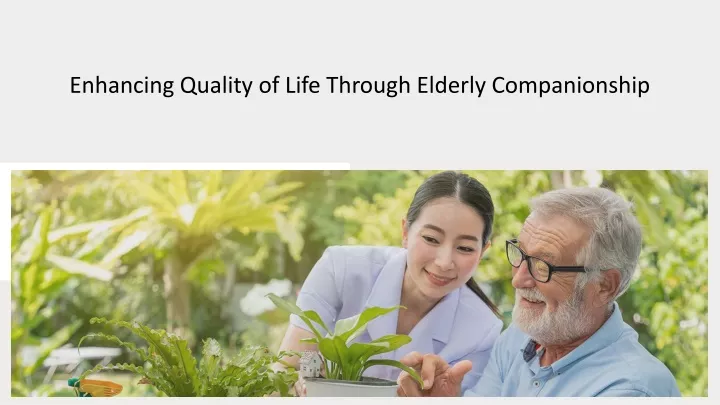 enhancing quality of life through elderly