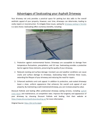 Advantages of Sealcoating your Asphalt Driveway