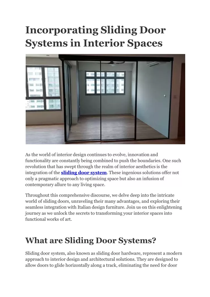 incorporating sliding door systems in interior spaces