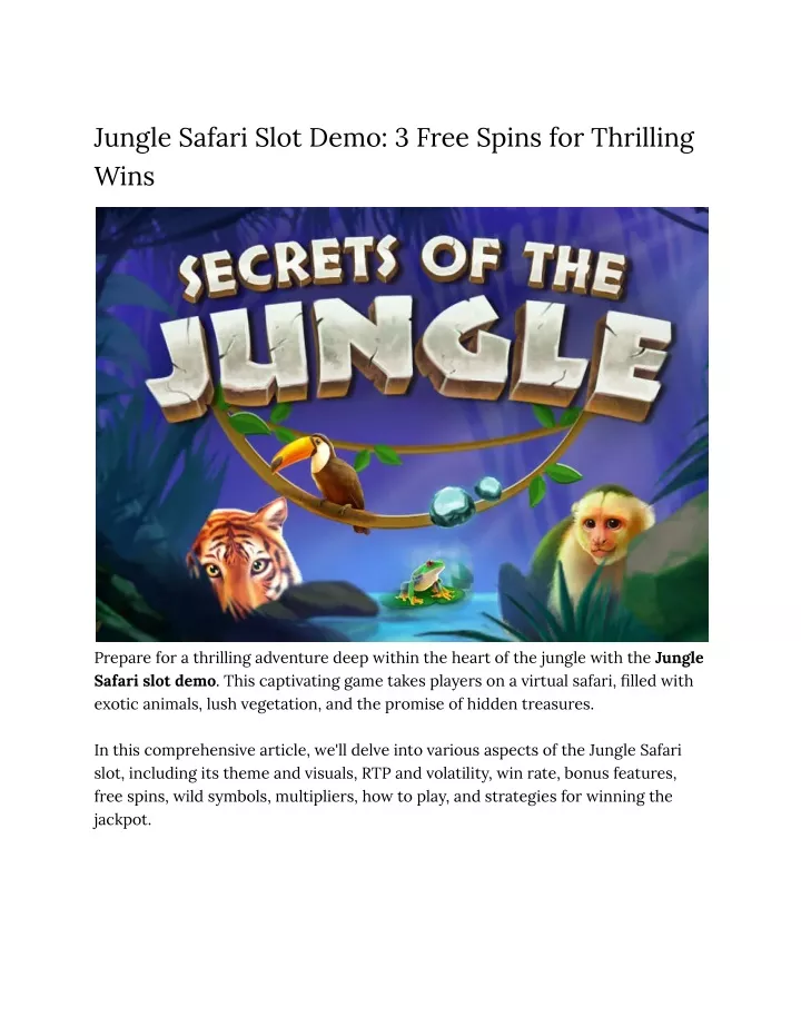 jungle safari slot demo 3 free spins