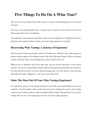 Five things to do on a wine tour