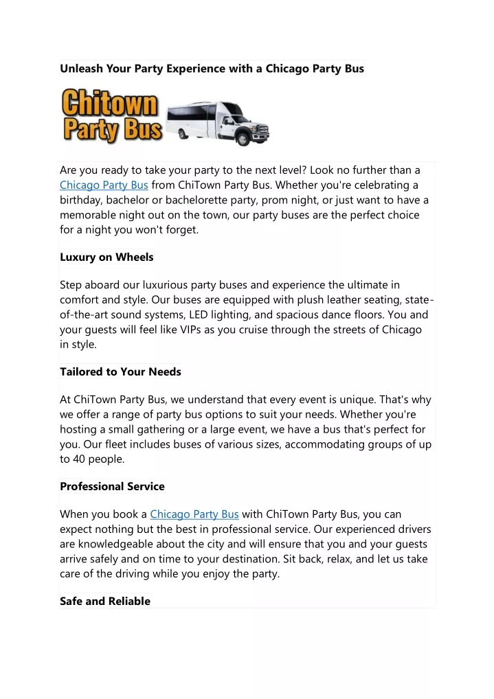 unleash your party experience with a chicago