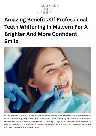 Amazing Benefits Of Professional Teeth Whitening In Malvern For A Brighter And More Confident Smile