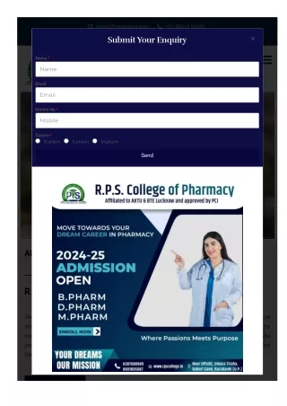Leading B. Pharma College In Lucknow - RPS College