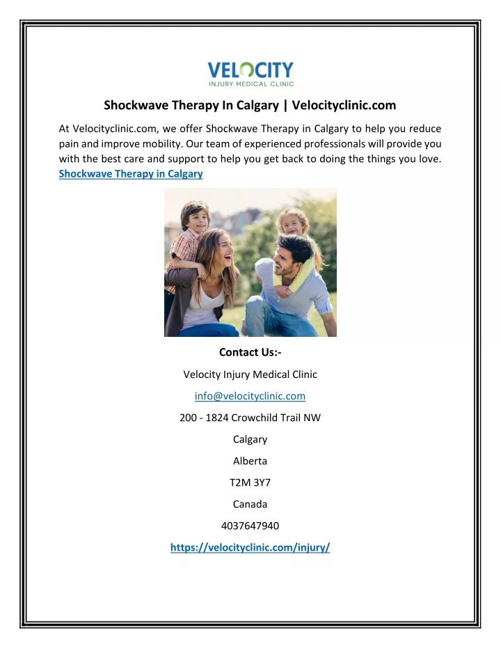 shockwave therapy in calgary velocityclinic com