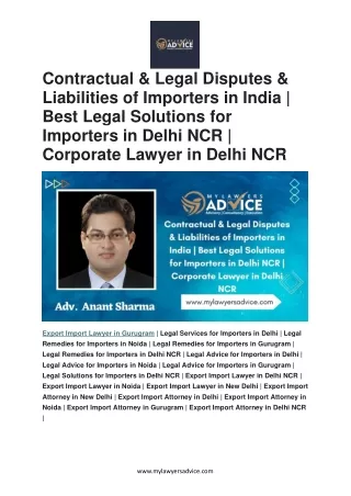 Contractual & Legal Disputes & Liabilities of Importers in India