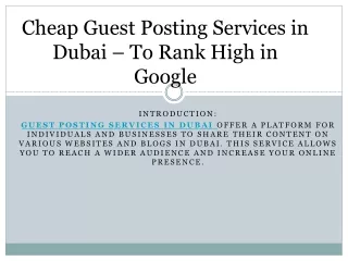 Why Guest Posting Services in Dubai is Important To Rank Your Bussiness