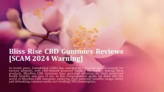 Bliss Rise CBD Gummies Reviews [SCAM 2024 Warning]