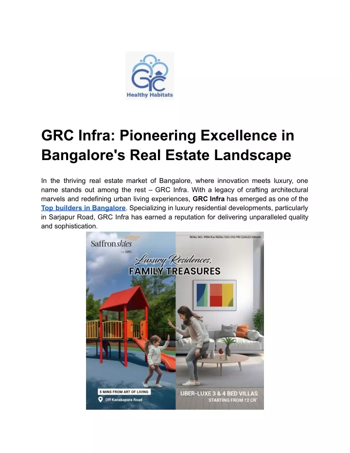 grc infra pioneering excellence in bangalore