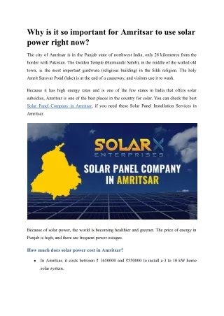 Why is it so important for Amritsar to use solar power right now.docx