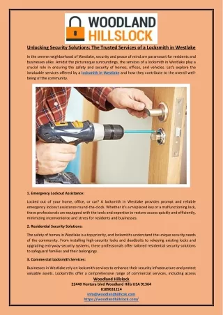 Unlocking Security Solutions The Trusted Services of a Locksmith in Westlake
