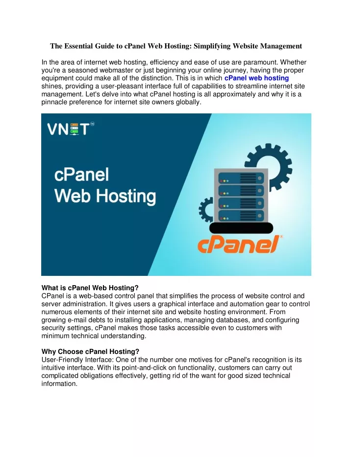 the essential guide to cpanel web hosting