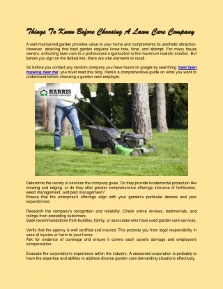 Things To Know Before Choosing A Lawn Care Company