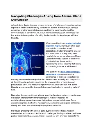Navigating Challenges Arising from Adrenal Gland Dysfunction