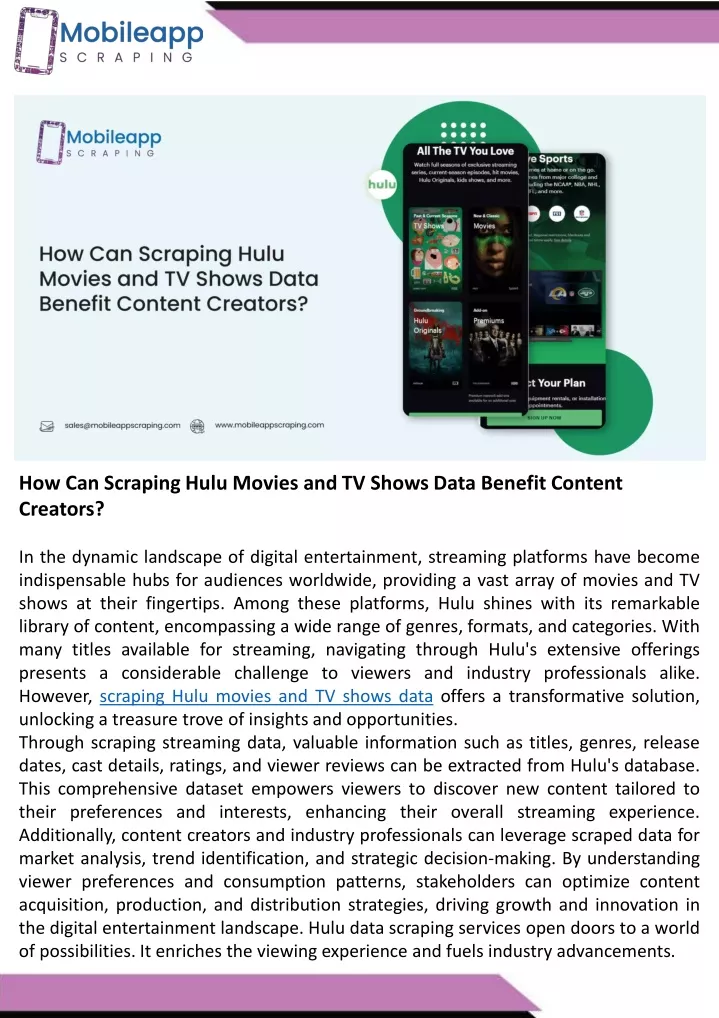 how can scraping hulu movies and tv shows data