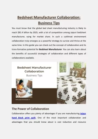 Bedsheet Manufacturer Collaboration Business Tips