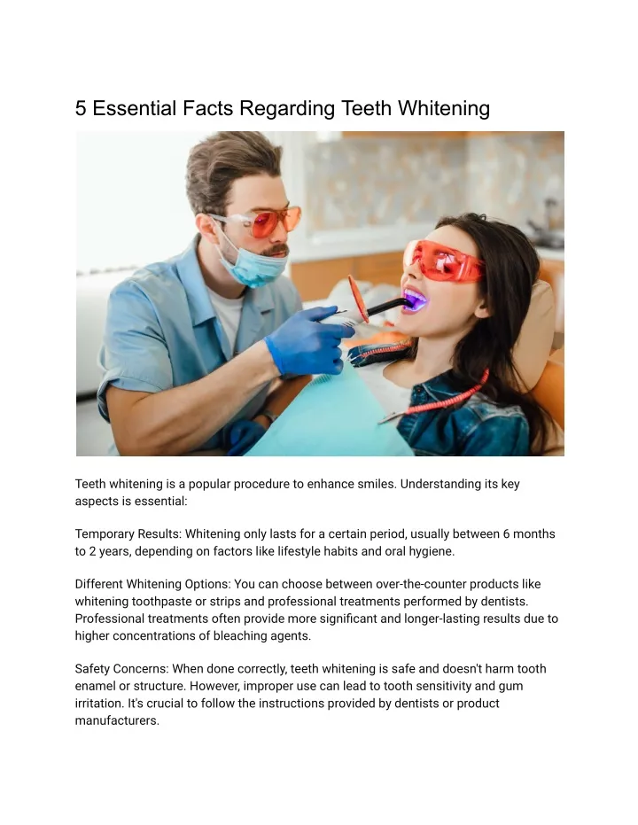 5 essential facts regarding teeth whitening
