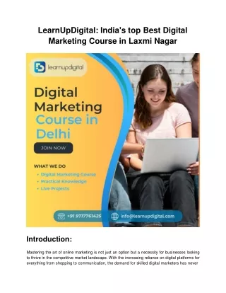 LearnUpDigital: India's top Best Digital Marketing Course in Laxmi Nagar