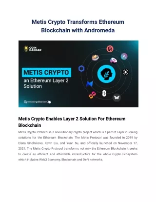 Metis Crypto Transforms Ethereum Blockchain with Andromeda