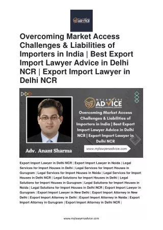 Best Export Import Lawyer Advice in Delhi NCR