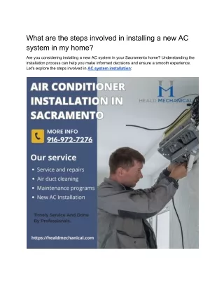 What are the steps involved in installing a new AC system in my home
