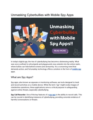 Unmasking Cyberbullies with Mobile Spy Apps