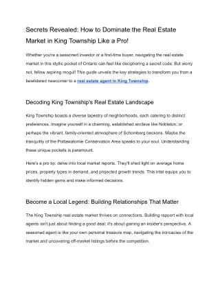 Secrets Revealed_ How to Dominate the Real Estate Market in King Township Like a Pro