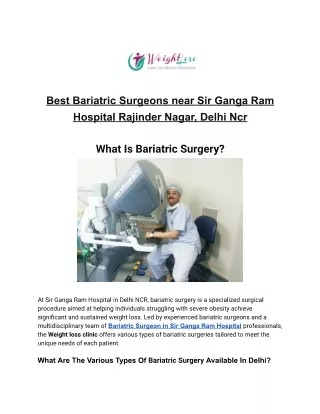 Best Bariatric Surgeons near Sir Ganga Ram Hospital Rajinder Nagar, Delhi Ncr