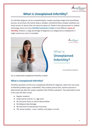 What is Unexplained Infertility?