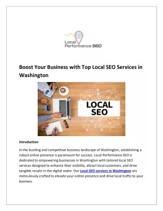 Boost Your Business with Top Local SEO Services in Washington