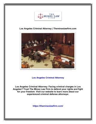 Los Angeles Criminal Attorney | Themineslawfirm.com