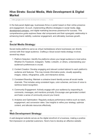 hive strats social media web development digital