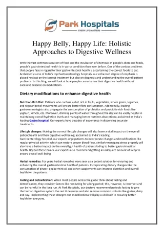 Happy Belly, Happy Life: Holistic Approaches to Digestive Wellness