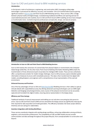 Scan to CAD and point cloud to BIM modeling services