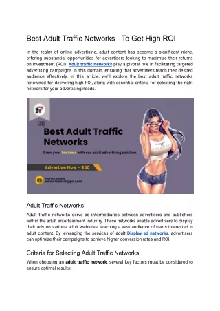 Best Adult Traffic Networks - To Get High ROI