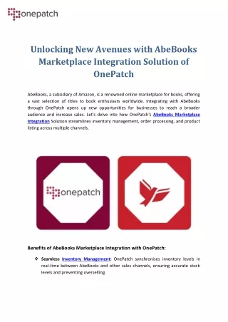 Unlocking New Avenues with AbeBooks Marketplace Integration Solution of OnePatch