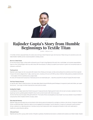 Rajinder Gupta’s Story from Humble Beginnings to Textile Titan