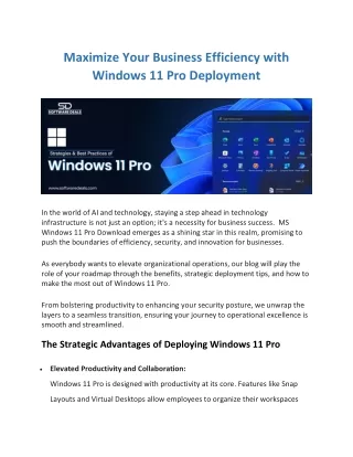 Maximize Your Business Efficiency with Windows 11 Pro Deployment