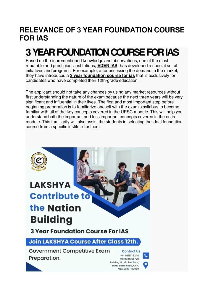 relevance of 3 year foundation course for ias