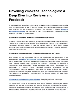 Unveiling Vmoksha Technologies_ A Deep Dive into Reviews and Feedback